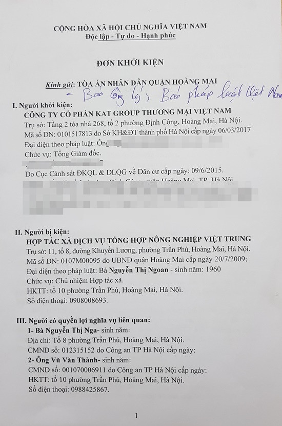Hoàng Mai, Hà Nội: Vì sao Hợp tác xã Dịch vụ tổng hợp Việt Trung bị kiện?