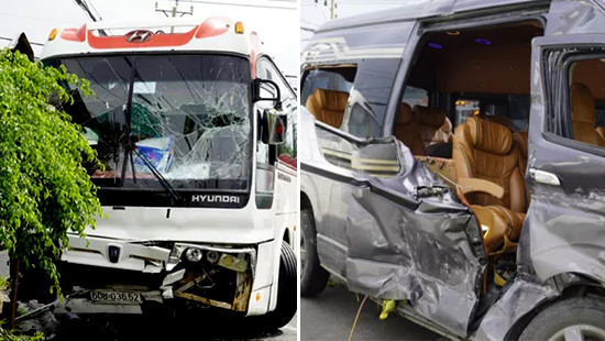 Xe khách va chạm với xe 16 chỗ ở Vũng Tàu, 8 người bị thương