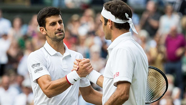 Djokovic và Federer có thể lần thứ hai đối đầu trong hai tháng nếu cả hai cùng đi tới bán kết Mỹ Mở rộng. Ảnh: Sky.