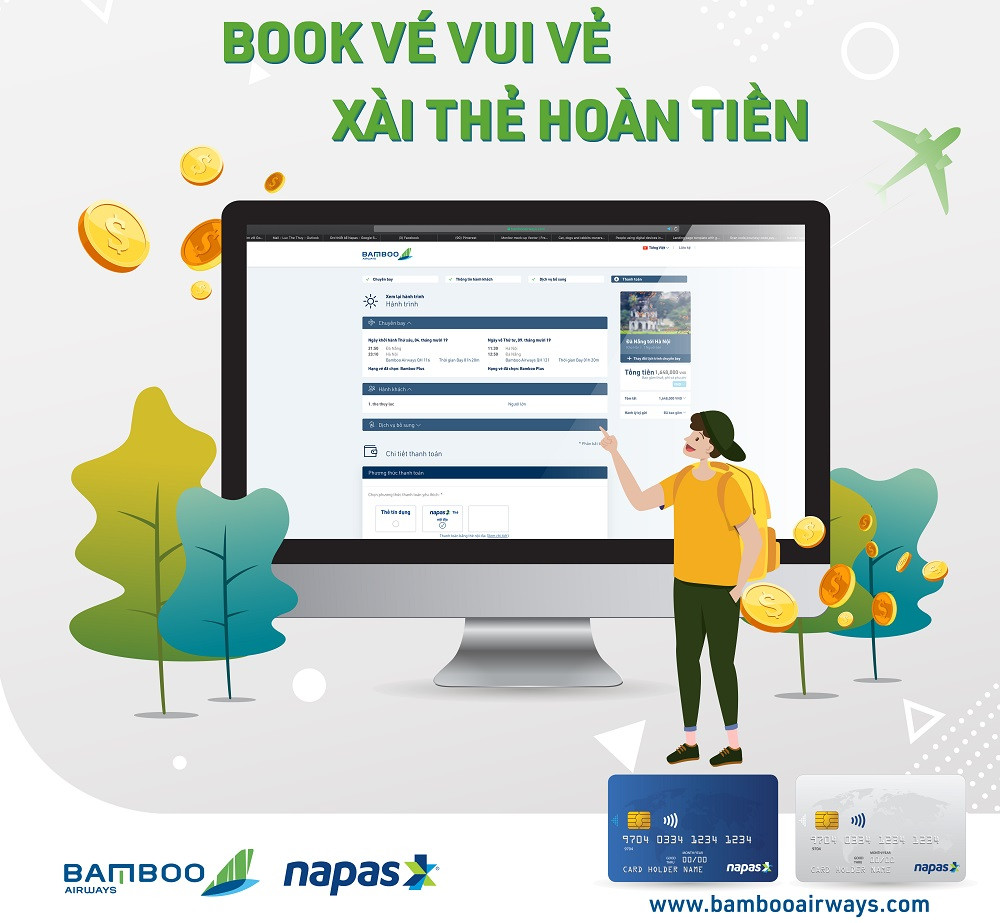 Hoàn tiền 200.000 VNĐ khi thanh toán vé Bamboo Airways bằng thẻ nội địa Napas