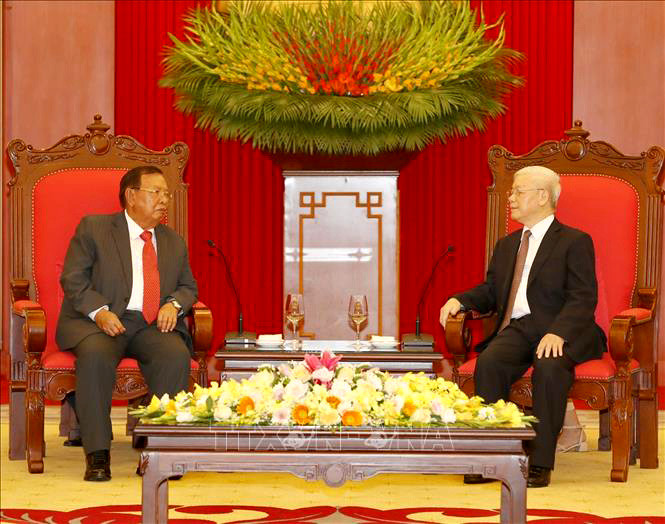 Lãnh đạo Đảng, Nhà nước và Quốc hội tiếp Tổng Bí thư, Chủ tịch nước Lào