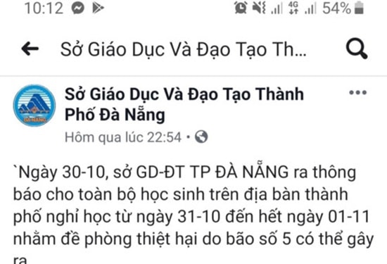 Làm giả văn bản cho học sinh toàn thành phố nghỉ học do bão số 5