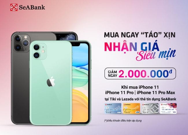 Mua iPhone với giá siêu ưu đãi trên Tiki, Lazada bằng thẻ SeABank