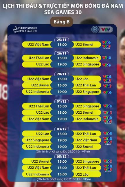 VTV công bố lịch phát sóng trực tiếp môn bóng đá nam SEA Games 30