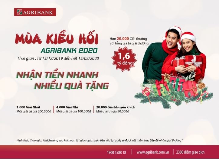 Dịch vụ nhận tiền Kiều hối qua Agribank - Nhận tiền nhanh nhiều quà tặng