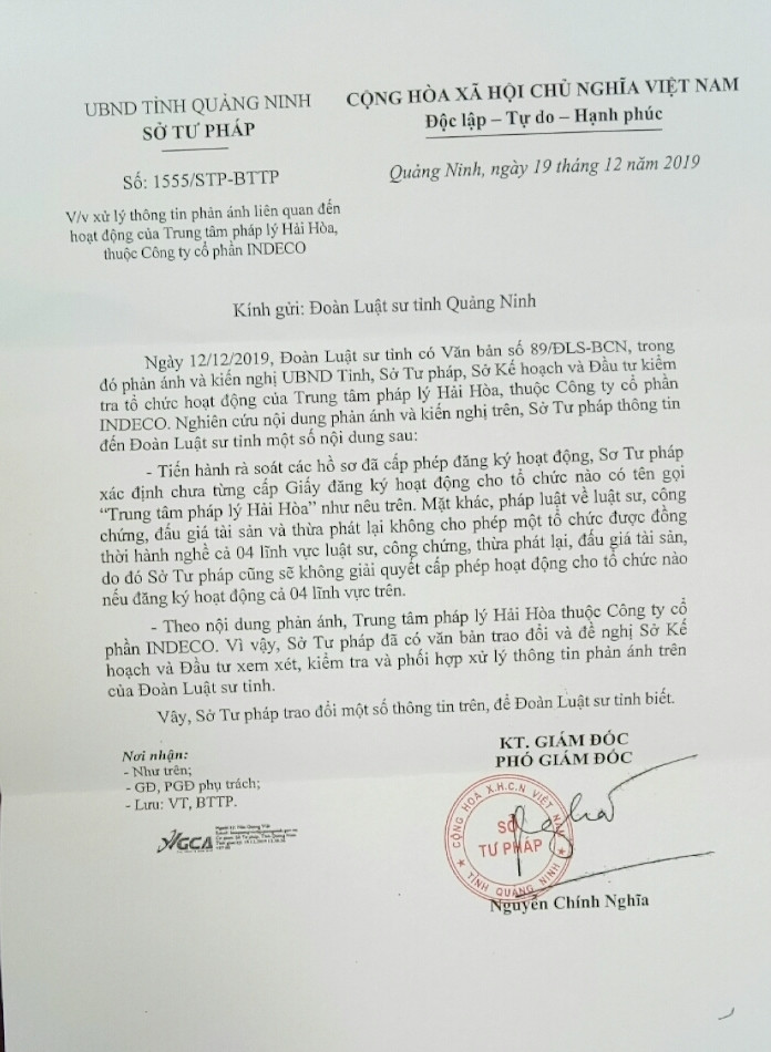 TP Móng Cái, Quảng Ninh: Trung tâm pháp lý Hải Hòa “vô tư” hoạt động không phép?