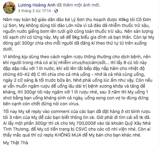 Facebooker Lương Hoàng Anh bị phạt 12,5 triệu đồng vì đưa tin sai về tỏi Lý Sơn