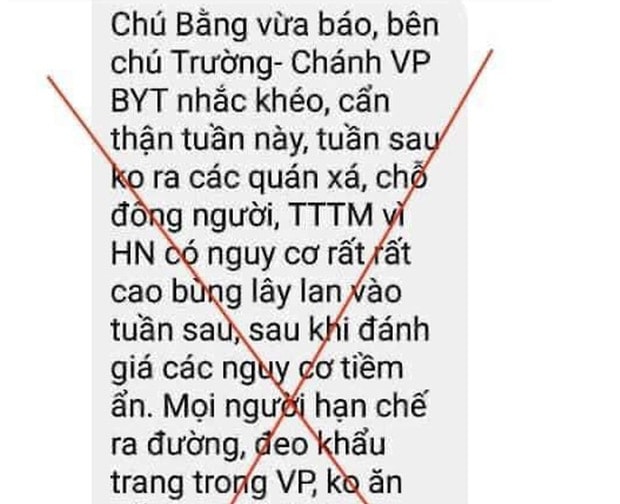 Mạo danh Bộ Y tế lan truyền tin sai dịch Covid-19