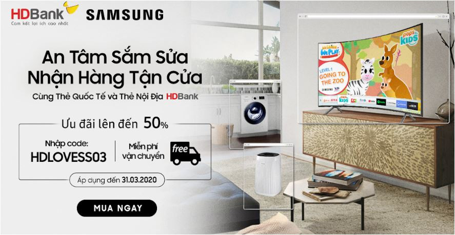 Giảm giá đến 50% sản phẩm Samsung khi sử dụng thẻ HDBank