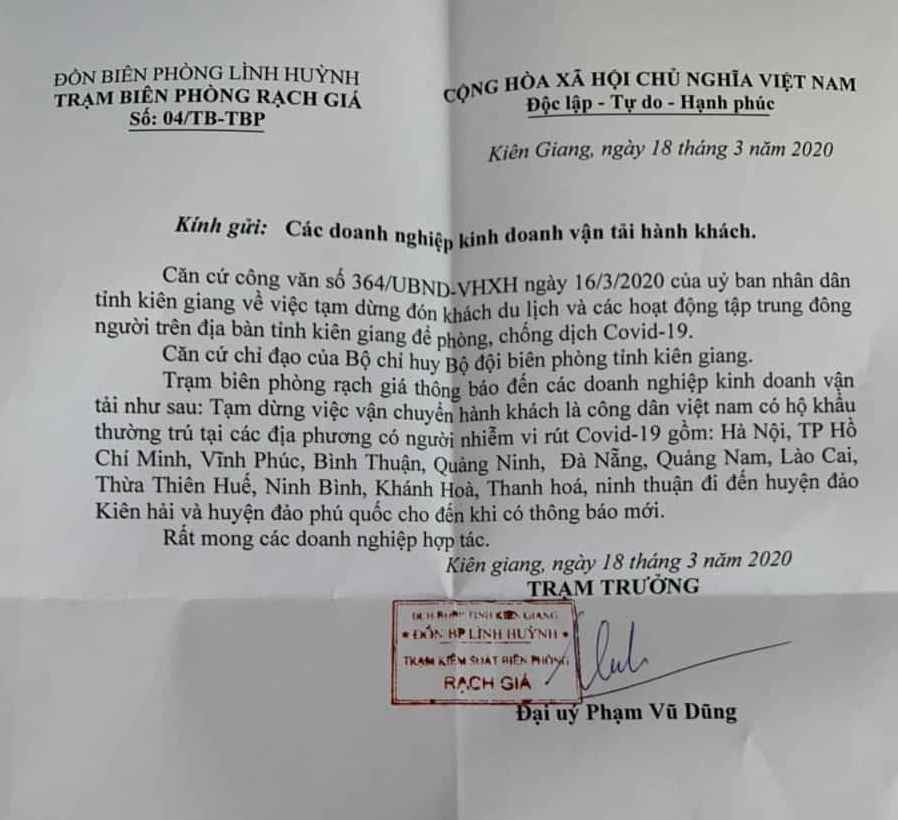 Kiên Giang: Sẽ thu hồi thông báo dừng vận chuyển khách của 13 tỉnh ra đảo