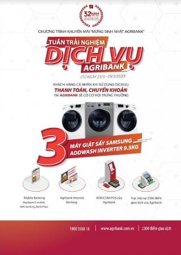 Trải nghiệm dịch vụ Agribank nhân dịp 32 năm ngày thành lập để có cơ hội nhận hơn 580 giải thưởng tổng trị giá 01 tỷ đồng