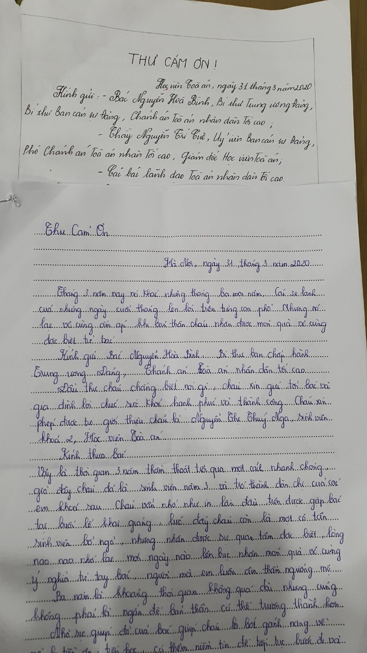 Những bức “tâm thư” của sinh viên Học viện Tòa án gửi Chánh án Nguyễn Hòa Bình