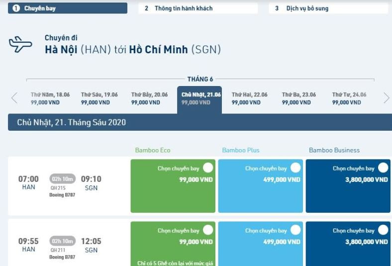 Bamboo Airways tăng tần suất chặng Hà Nội – TP. HCM lên 16 chuyến/ngày
