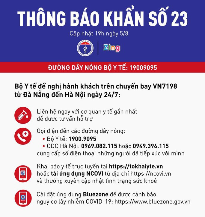 Thông báo khẩn tìm hành khách chuyến bay từ Đà Nẵng đến Hà Nội
