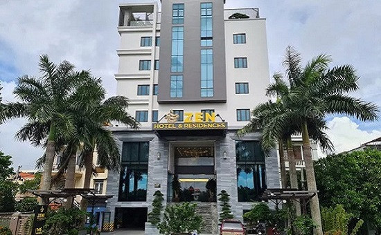 Khách sạn Zen Hotel & Residences (đường Mạc Quyết, Anh Dũng, Dương Kinh, Hải Phòng), nơi ông Đ đã lưu trú