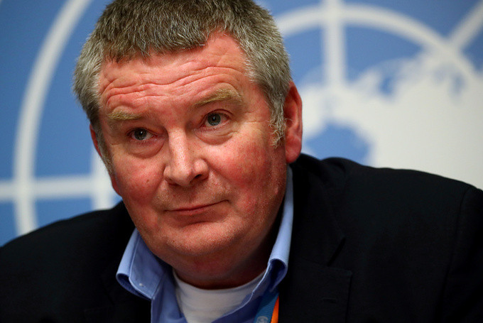 Tiến sĩ Mike Ryan, giám đốc chương trình khẩn cấp của WHO, phát biểu trong cuộc họp báo tại Geneva, Thuỵ Sĩ, tháng 5/2020. Ảnh: Reuters