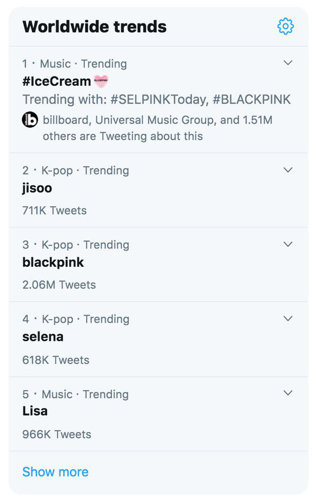 Single Ice Cream của Black Pink đạt TOP 1 Trending YouTube Việt Nam sau 14 giờ