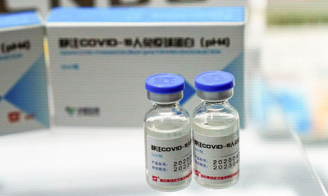 Vaccine của CNBG được trưng bày tại triển lãm ở Bắc Kinh hồi đầu tháng 9. Ảnh: Reuters.
