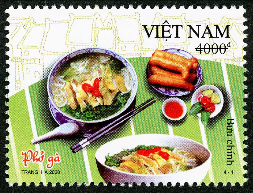Phở gà, bún chả được tôn vinh trong bộ tem Ẩm thực Việt Nam - Ảnh 1.
