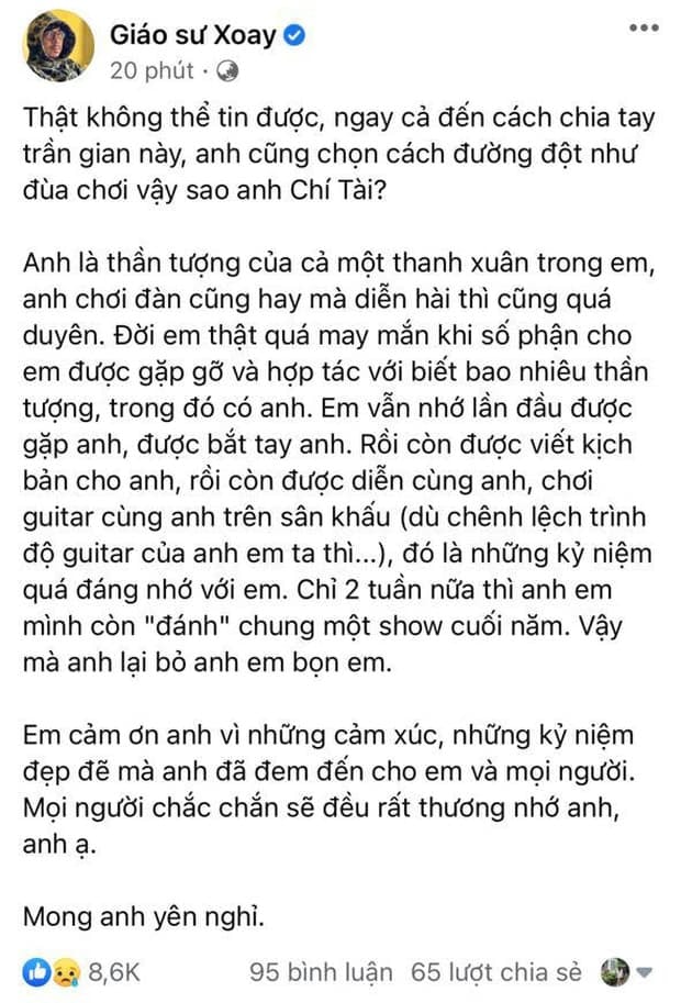 giới trẻ tiếc khi Chí Tài qua đời  8
