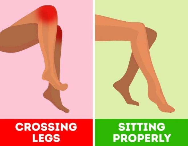 tác hại của việc ngồi vắt chéo chân   0