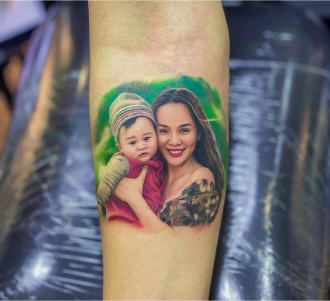 sao Việt xăm tên hình con và bạn đời 13