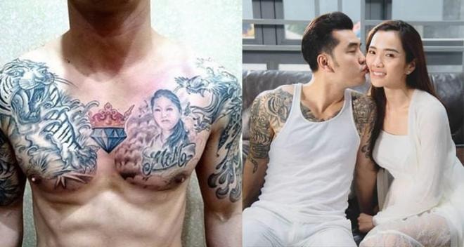 sao Việt xăm tên hình con và bạn đời 7