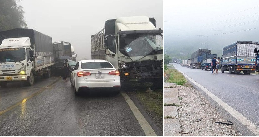 Sơn La: Tai nạn liên hoàn giữa 9 ô tô, quốc lộ 6 ùn tắc  - 1