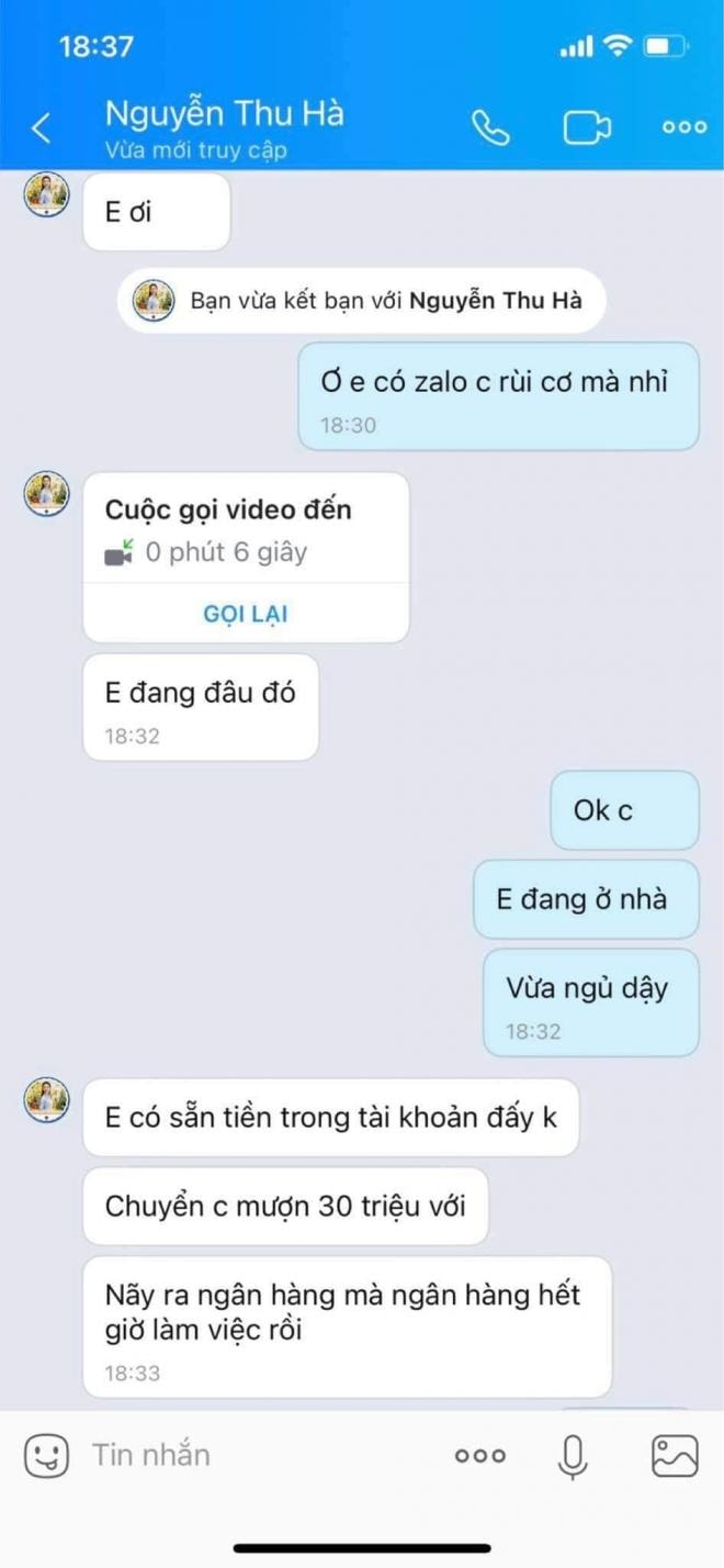 BTV Thu Hà bị giả mạo zalo 0
