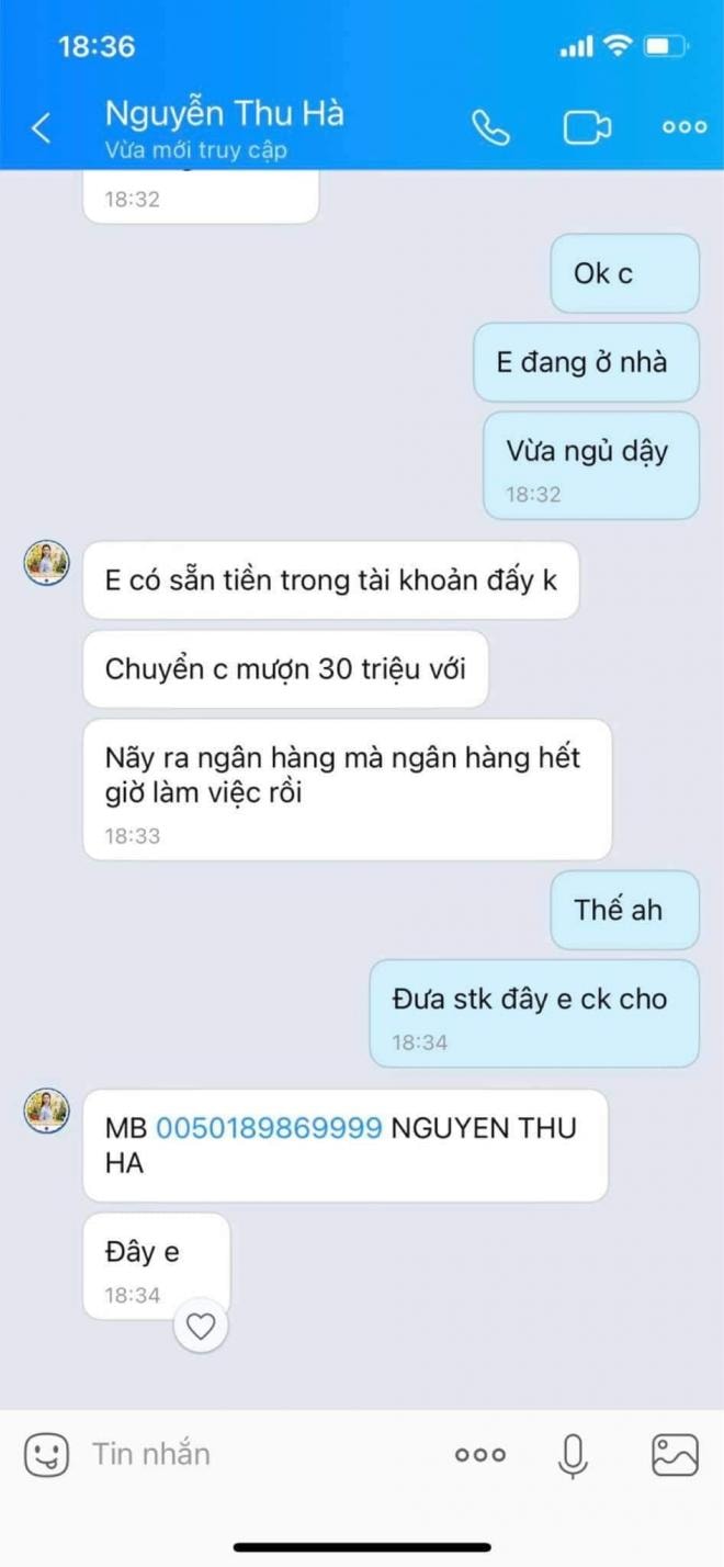 BTV Thu Hà bị giả mạo zalo 1