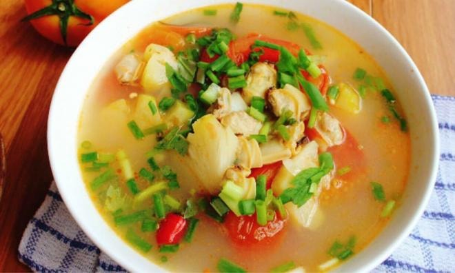 canh nghêu nấu dứa 0