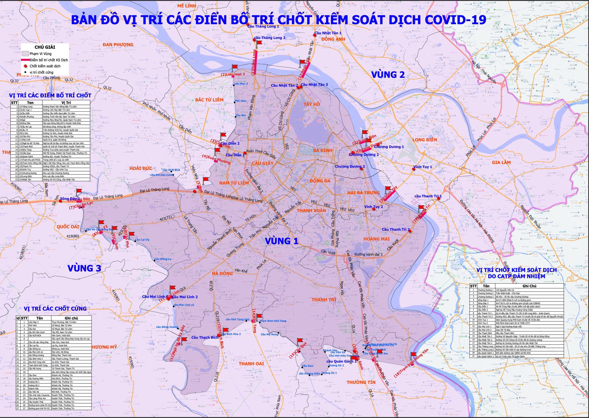 Chi tiết lối ra vào giữa các vùng ở Hà Nội kể từ ngày 6/9 - 2