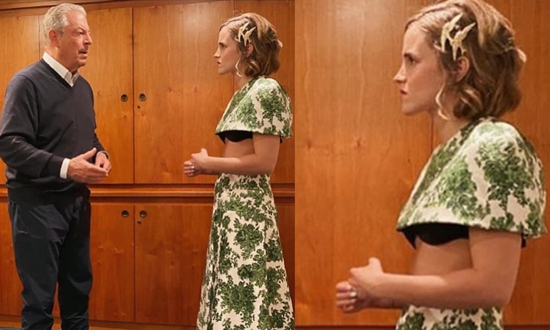 Emma Watson gây tranh cãi vì mặc chiếc áo 'lửng lơ' lộ cả nội y khi gặp cựu  Phó Tổng thống Mỹ, nàng 'Hermione' khoe cá tính ngày càng quá đà?