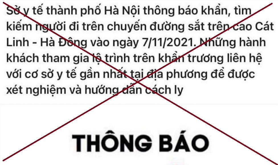 CDC Hà Nội: Thông báo khẩn tìm người đi tàu Cát Linh - Hà Đông là sai sự thật - 1