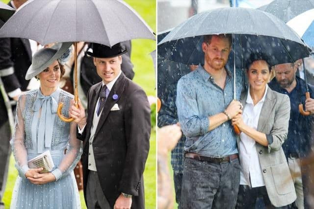 Mỹ nhân Hoàng gia dưới mưa: Meghan che ô cho Harry, William và Kate đẹp như tranh vẽ, Công nương Diana đơn độc nhưng luôn tỏa sáng  4