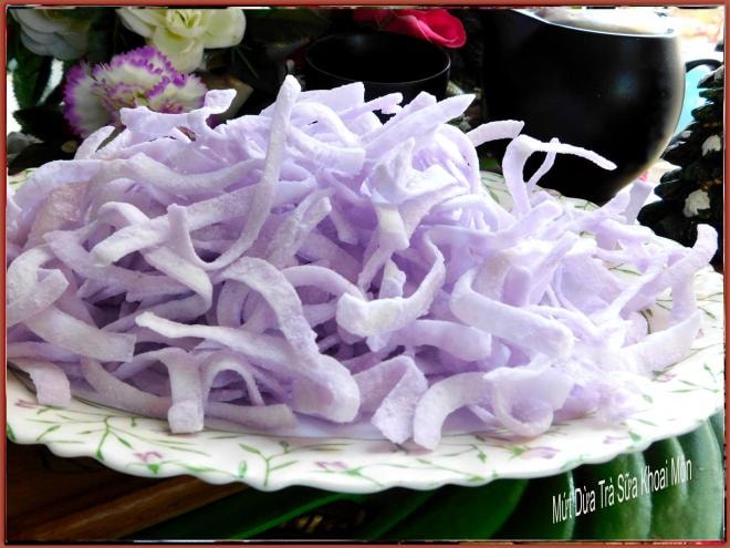 cách làm mứt dừa màu tím  0