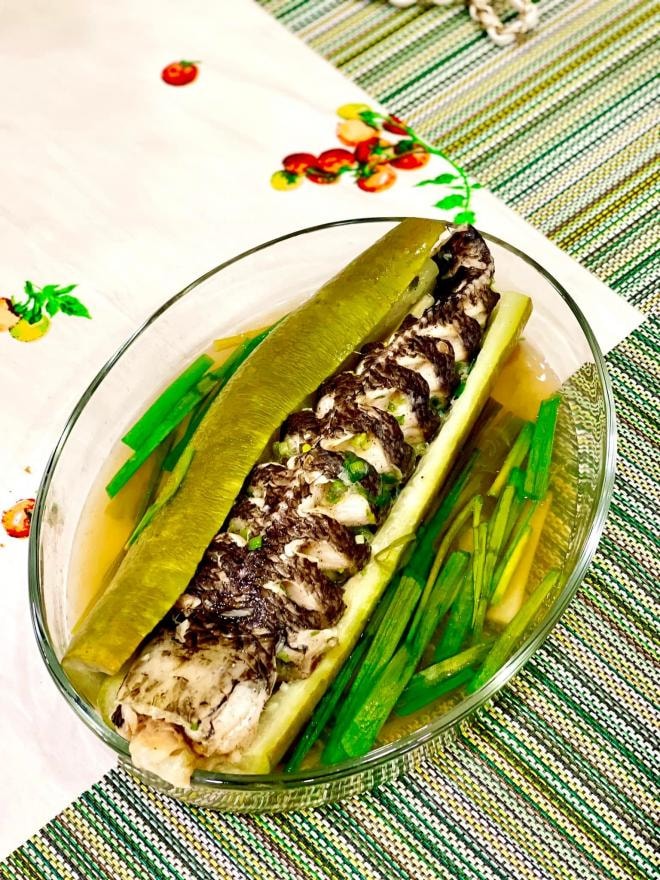 cách làm cá lóc hấp bầu  0