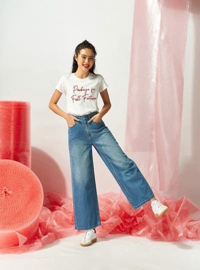 phối quần jean ống rộng  1