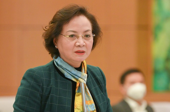 Bộ trưởng Nội vụ Phạm Thị Thanh Trà tại phiên giải trình. Ảnh: Hiếu Duy