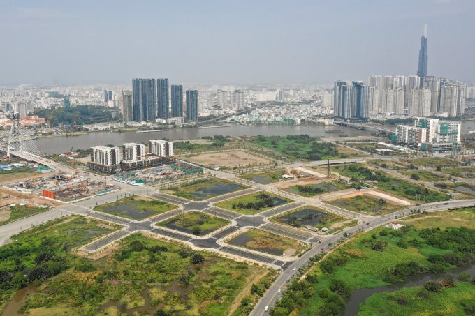 Vị trí các lô đất ở Thủ Thiêm (TP Thủ Đức) được đấu giá tháng 1/2022. Ảnh: Quỳnh Trần