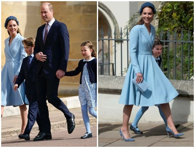 Nhà Kate tái xuất cùng hai con, Công chúa Charlotte có biểu hiện thiếu kiên nhẫn trong lễ Phục sinh 0