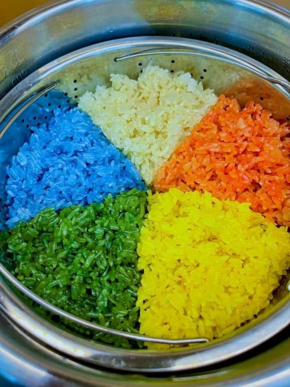xôi ngũ sắc, sôi đẹp, cách đồ xôi 