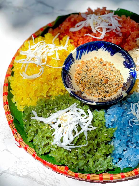 xôi ngũ sắc, sôi đẹp, cách đồ xôi 