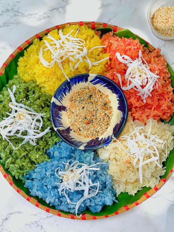 xôi ngũ sắc, sôi đẹp, cách đồ xôi 