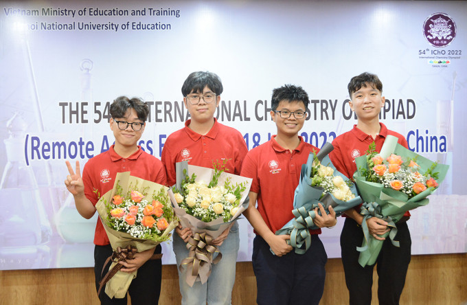 Bốn chàng trai vàng của đội tuyển Việt Nam: Xuân Hành, Minh Tuấn, Việt Phong, Đức Minh (từ trái qua phải). Ảnh: MOET