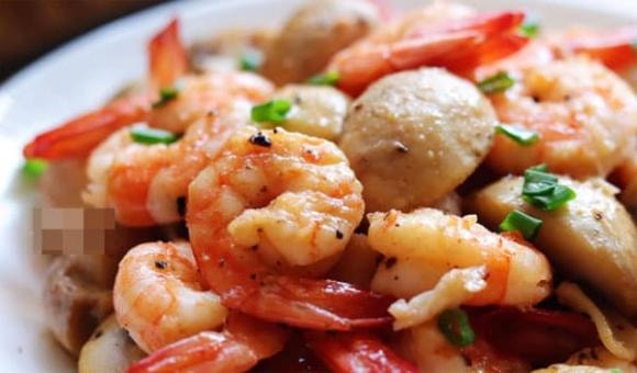 tôm xào, tôm xào nấm, món ngon mỗi ngày