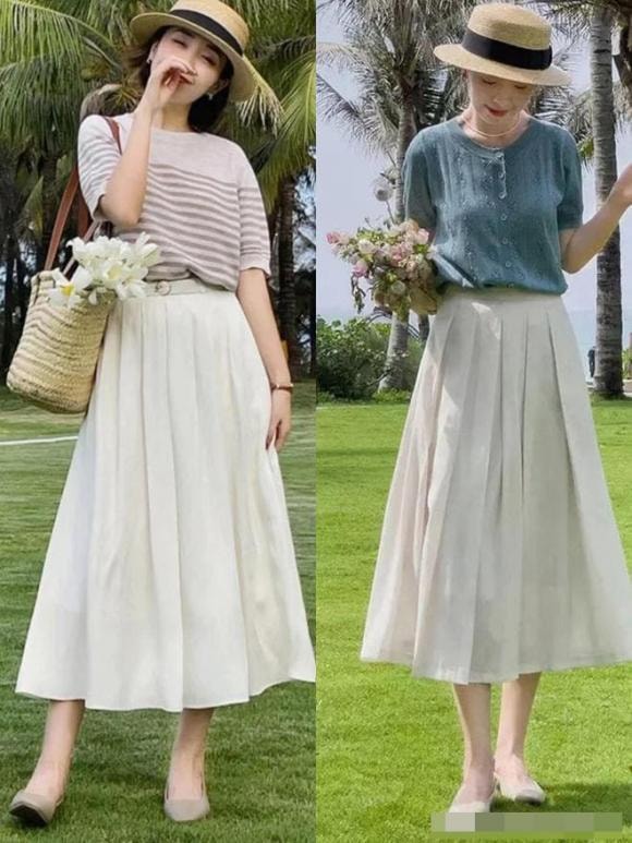 váy dài, giày da, kết hợp trang phụ đẹp, thời trang