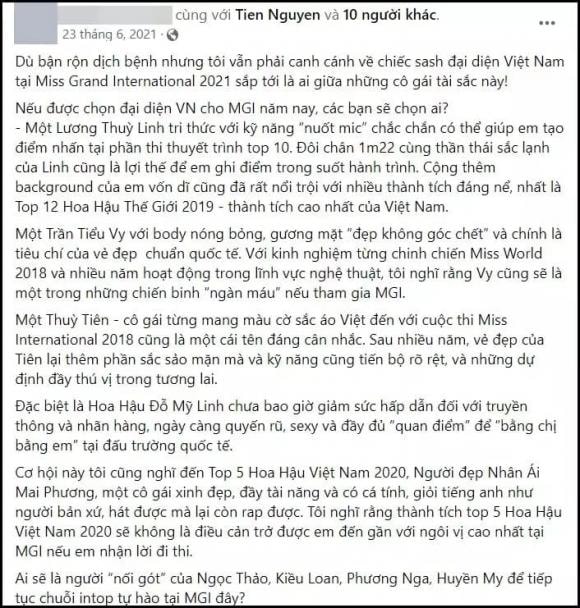 Miss World Vietnam 2022, sao Việt, ca sĩ Lệ Quyên, chồng cũ Lệ Quyên, hoa hậu Mai Phương