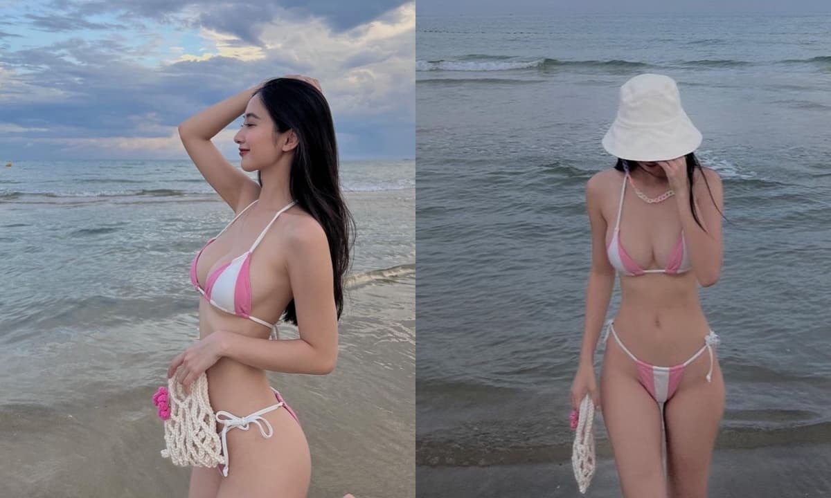 Jun Vũ diện bikini tí hon khoe dáng nóng bỏng cùng vòng môt nhức mắt