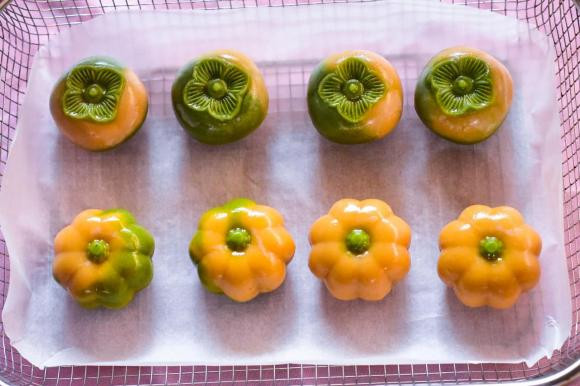 bánh trung thu, bánh trung thu hình quả hồng, cách làm bánh 